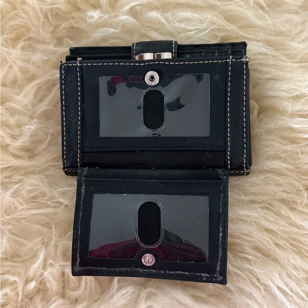 Black Leather Wallet with Stitching